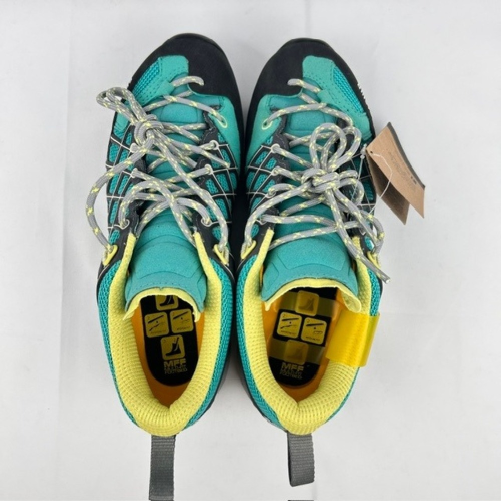 Salewa Wildfire Womens Hiking Shoes Teal Yellow Vibram Approach Alpine Fit NWT - Picture 5 of 12